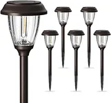 XMCOSY+ Solar Lights Outdoor 10/25 LM LED with 2 Lighting Modes, Solar Garden Lights Glass and Metal, IP65 Waterproof Solar Powered for Yard Pathway Walkway Driveway Patio (6 Pack, Warm White)