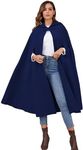Gihuo Cape Poncho Women's Hooded Maxi Cloak Casua Coat Winter Warm Long Cloak Cosplay Costumes Outerwear（Navy）