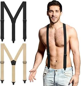 Janmercy 2 Pcs Under Clothing Suspenders for Men Airport Friendly Suspenders Plastic Clips Hiking Hidden Suspender for Men (Y Shape), Y Shape, One Size