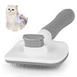 Avando Cat Dog Brush for shedding,Pet Grooming Brush for Cats Dogs Massage,Shedding Brush for Short or Long Hair,Self Cleaning Slicker Brush,Easy to Removes Loose Undercoat, Tangled Hair (grey)