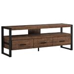 Monarch Specialties I 2820 Tv Stand, 60 Inch, Console, Media Entertainment Center, Storage Drawers, Living Room, Bedroom, Metal, Laminate, Brown, Black