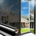 Arthome 17.5 Inch x 6.5 Feet, Black Silver One Way Window Privacy Film Daytime Privacy Window Tint for Home Anti UV Static Cling Heat Control Reflective Glass Film for Home and Office,