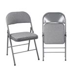 ARIANA HOMEWARE Folding Chairs Padded Fabric Seat - Heavy Duty Metal Frame - Multi-Purpose Foldable Backrest Chair - Easy Fold & Store Cushioned Seats (Grey, 1 x Chair)