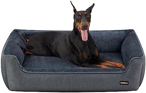 Feandrea PGW013G01 Dog Bed Linen Look Dog Basket Raised Edges Non-Slip Backing Removable Washable Cover XXL for Extra Large Dogs 120 x 90 x 30 cm Dark Grey