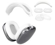 SOULWIT Protective Kit for AirPods Max, Headband Cover + TPU Case Protector + Silicone Ear Pads Cover, Sweatproof Accessory, Easily Washable, Anti-Scratch (White)