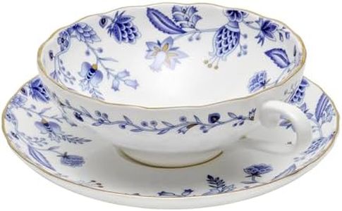 SILINE 6 Pack Bone China Mini Espresso Cup,5 oz Porcelain Coffee Mugs with Saucer Handle,Demitasse Cups,Modern Deacor Art Cups,Suitable for Espresso Machine -Blue White