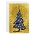 easykart labels 16 Christmas Greeting Cards with Gold Foiling & Embossing with Envelopes, Golden Mettalic 6.75 x 4.5 Inch Merry Christmas Cards with Seal Stickers For Friends, Family and loved Ones