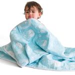 TIDY SLEEP Baby Blankets 6 Layer Wraper 100% Cotton Stroller Cover Receiving Blankets, Blue (100 Cm X 90 Cm), Breathable