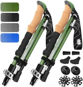 Hiker Hunger Folding Walking Stick, Folding Trekking Poles, Hiking Sticks Foldable Hiking Poles for Men Walking Sticks for Seniors Trekking Poles for Hiking Collapsible Walking Sticks (Green, Large)