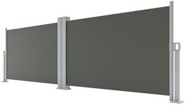 GarveeLife 71''x236'' Retractable Side Awning, Double Side Awning with 280g/m² Polyester Fabric, Rainproof and UV-Proof Folding Privacy Screen Privacy Fence, for Deck, Patio, Pools, Grey