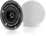 Pyle Ceiling and Wall Mount Speaker - Wireless Bluetooth 6.5" Dual 2-Way Audio Stereo Sound Subwoofer Kit w/ 300 Watts, in-Wall & in-Ceiling Flush Mount for Home Surround System - Pyle PWRC65BT White