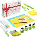 16 Pieces Kids knife Set Toddler Safe Knives Set for Real Cooking with vegetable cutters, wooden knife, chopping board - Perfect Christmas or birthday present for children aged 2 and over