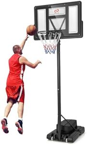 Goplus Portable Basketball Hoop Outdoor, 4.25-10FT Height Adjustable Basketball Goal w/44'' Shatterproof Backboard for Kids Youth Adults Outside Court Driveway (4.4-10FT, 11-Level, w/Weight Bag)