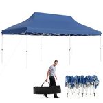 HAPPYGRILL 10x20 FT Pop-up Canopy Tent Waterproof Folding Party Canopy with Carrying Bag, UPF50+ Sun Protection, Heavy-Duty Outdoor Tent for Patio, Garden, Beach, Wedding, BBQ (Blue)