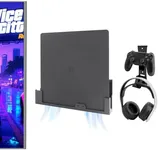 BracNova Wall Mount for PS4 Slim,Steel PS4 Slim Mount Includes Detachable Controller Holder and Headphone Stand-Safely Store Your PlayStation 4 Slim Console Near or Behind Your TV