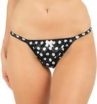 Satini Women's Polkadot Tanga Bikini Briefs Satin Panties (Black Polka Dot, S)