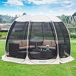 Alvantor Pop Up Gazebo Screen House, 8-10 Person Instant Mosquito Netting Camping Dome Shelter Tent, UV Resistant Sun Shelter Canopy Event Tent for Party, Garden, Patio, Backyard (12'x12', Beige)