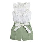 Hopscotch Girls Floral Print BlouseShorts Set In Green Color for Ages 10-11 Years