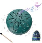 Rain Drum for Outside,Mini Rain Chime Drum,3 Inches 6 Notes Steel Tongue Drum for Outdoor,Waterproof Rain Drum for Garden Instrument,Chakra Drum for Camping,Yoga,Meditation,Rain Drum for Shower(Green)