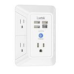 USB Outlet Extender Surge Protector - Lvetek 3-Sided Multi Plug Outlet with 5 AC Spaced Outlets and 4 USB Ports (1USB C Port), Power bar Spaced Plug Adapter for Travel, Home, Office, ETL