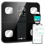 Runstar Scales For Body Weight, Digital Bathroom Scales With XL Color Display for BMI Heart Rate, Bluetooth Weighing Scales 15 Body Composition Analyzer Sync with Fitness App