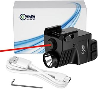 SMSlaser XK64-R 550 Lumens USB Rechargeable Red Laser Flashlight Combo, Tactical Strobe, Compact, Adjustable, Class IIIA, 520nm, 200m/656ft Day, 1500m/4921ft Night
