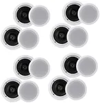 Pyle PDIC1661RD 6.5 Inch 200 Watt in Ceiling Wall Speakers 2 Way Flush Mount Home Indoor Stereo Speaker System Pair, White (4 Pairs)