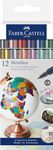 Faber-Castell Metallic Markers - 12 Assorted Colors, Permanent Metallic Pens for All Surfaces, Felt Tip Pens