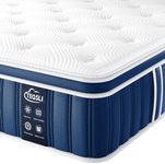 TeQsli 4FT6 Double Mattress, 10.6 Inch Memory Foam Sprung Hybrid Mattress 9-Zone Orthopedic for Pressure Relief & Edge Support - Medium Firm with Skin-Friendly Fabric 135x190x27cm