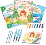 TECJOE 3 Pack Paint With Water Coloring Books for Toddlers, Watercolor Paint Set with 6 Brushes, Painting Activity for Kids Ages 4 5 6 7 8, Christmas Gift arts & Crafts Toy, Princess, Forest & Sea