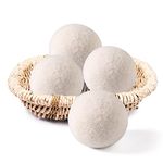 Softkomfyy Wool Dryer Balls Handmade(4 Pack Xl,White)