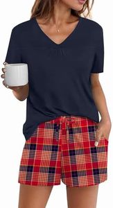 Avidlove Pajamas Set Womens Short Sleeve Loungewear Sleepwear 2 Piece PJ Sets Navy Blue Stripe XL
