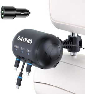 OHLPRO 3-in-1 Retractable Backseat Car Charging Station, 36W Fast Car Charger for All Phones (iPhone, Samsung), Ideal for Lyft, Turo, Uber, Taxi, Rideshare, Customer Charging Dock Attach to Headrest