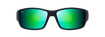 Maui Jim Men's Local Kine Polarized Sport Sunglasses, Blk/Tran Grn/Lt Tran Gry, Large
