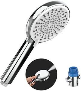 HONBOO Ducha de Mano con Botón de Parada Para, Ducha de Mano con Boquilla de Alta Presión, Ducha de Mano con 4 Modos, Ducha de Alta Presión Universal Grande, Blanco/Cromado