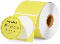 MUNBYN 2 Inch Circle Yellow Thermal Sticker Labels, Self-Adhesive Round Direct Thermal Labels, Multi-Purpose Roll Thermal Stickers for Business-750 Labels/1 Roll