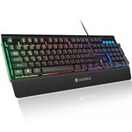 KOORUI Gaming Keyboard, 104Keys Wired Gaming Keyboard, LED Backlit Computer Keyboard, Mechanical Feel Keys, Anti-ghosting Keys, Waterproof Wired Keyboard, USB Membrane Keyboard for Desktop