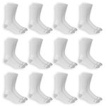 Fruit of the Loom Men's Dual Defense Crew Socks 12 Pair, White/Grey, Shoe Size: 6-12