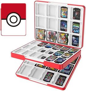 TiMOVO 60 Game Card Case for Switch OLED/Switch/3DS/2DS, 60 Slots Switch Game Holder Cartridge For 24 3DS/3DSXL/DS/DSi Cards & 60 Switch & 36 SD Cards, 3 in 1 Portable Game Storage Case, White Circle