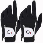 Golf Gloves Men Left Right Hand Rain Grip Lh Rh Mens Golf Glove 2 Pack, Weathersof All Weather Grips Soft Comfortable Black White Fit Size Small Medium ML Large XL (Black, M, Worn on left Hand)