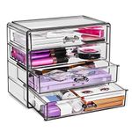 Sorbus Makeup Organizer - 4 Drawer Acrylic Make Up Organizers and Storage for Cosmetics, Jewelry, Beauty Supplies, Clear Makeup Organizer for Vanity, Girl's Room, College Dorm, Counter, Bathroom Sink