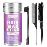 SWEET VIEW Hair Wax Stick & Slick Back Hair Brush Set, Slick Back Hair Products Set for Taming Flyaways, Ponytail Smoothing Accessorie for Girl, Kid