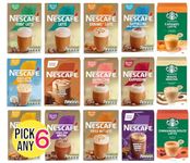 Nescafe Frothy Instant Coffee Sachets Pick Any 6 Packs From 20+ Flavours Inc. Starbucks, Decaf, Salted Caramel, Cappuccino, Latte, Mocha, Skinny, Iced, Oat, Toffee Nut, vanilla, Almond and More.