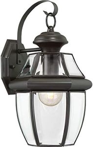 Quoizel Newbury 14" Outdoor Wall Lantern, Medici Bronze with Clear Beveled Glass, French Country Style, ETL Wet Location