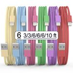 [Apple MFi Certified] iPhone Charger, 6Pack(3/3/6/6/6/10 FT) Lightning Cable Apple Charging Cable Fast Charging High Speed USB Cable Compatible iPhone 14/13/12/11 Pro Max/XS MAX/XR/XS/X/8-multicolor