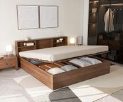 Wakefit Bed | King (78 X 72) Engineered Wood Bed Hydraulic, 1 Year Warranty | - Petra - Columbian Walnut