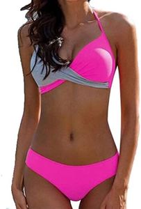 CheChury Bikinis Mujer 2021 Push Up Halter Bikini Traje de baño Acolchado Bra Tops y Braguitas Bikini Sets Talla Grande Bañador Vacaciones