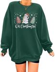 Zeagoo Christmas Sweatshirts for Women Merry and Bright Christmas Tree Long Sleeve Sweatshirts Holiday Graphic Shirts Green L