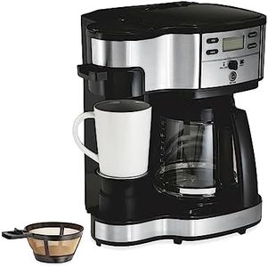 Hamilton Beach 2-Way 12 Cup Programmable Drip Coffee Maker & Single Serve Machine, Glass Carafe, Auto Pause and Pour, Black (49980R)