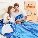 Mia&Coco Electric Heated Blanket Throw Flannel Sherpa Fast Heating 200x180cm, 10 Heat Levels & Up-to-9-Hours Auto-Off Timer & LED Display, for Home Office Use, Machine Washable, ETL Certified, Blue